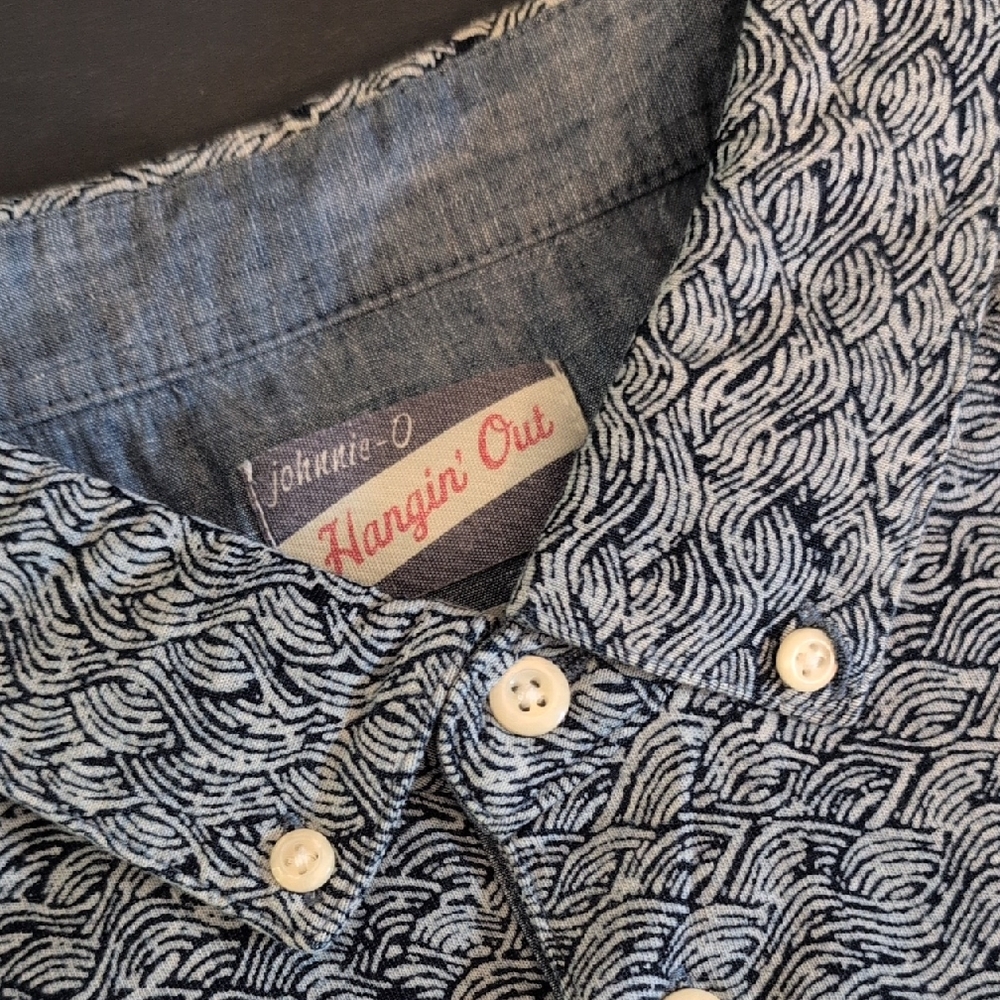 johnnie-O Navy Wave Pattern Casual Shirt